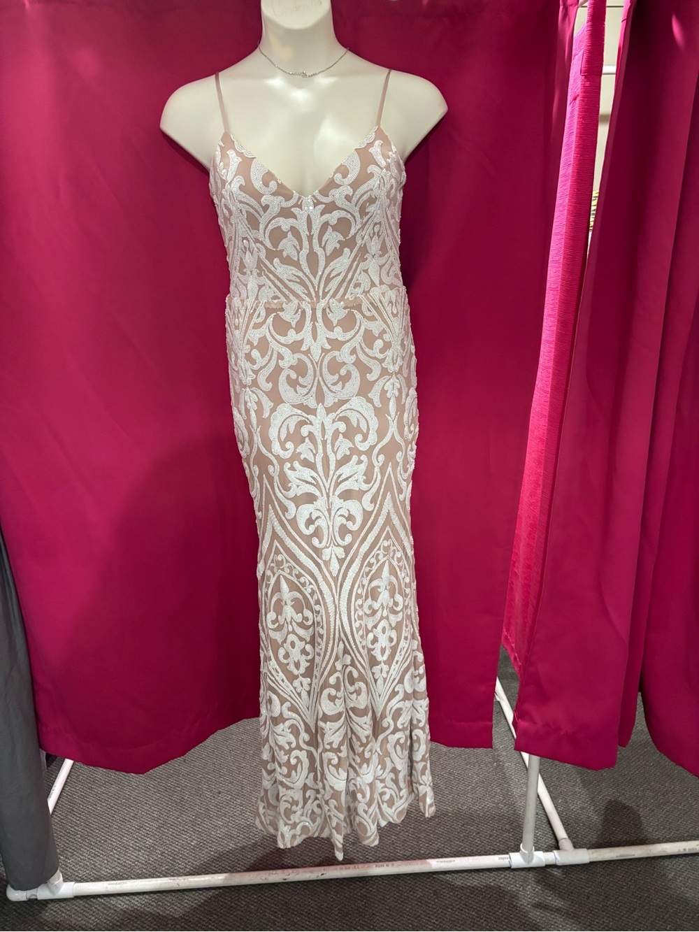 Elegant White Beaded Bridal Slip Dress